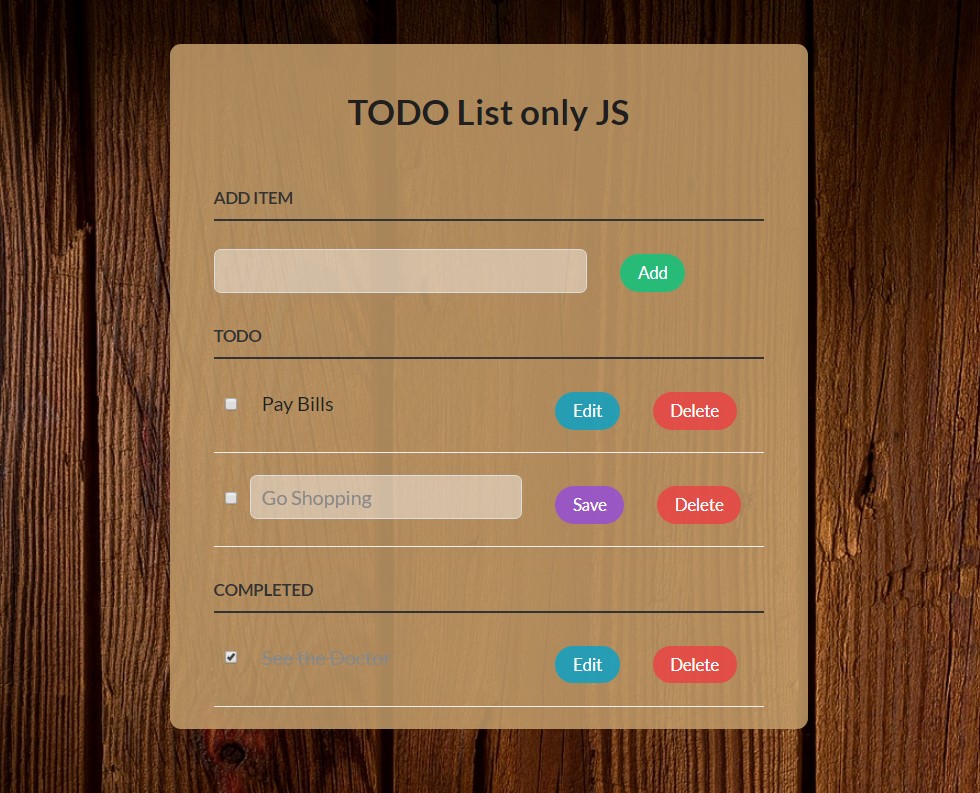 Vanilla JS TodoList